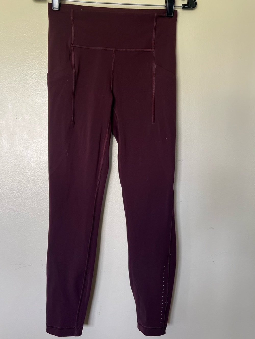 Lululemon Fast and Free High-Rise Tights Burgundy 5 Pockets